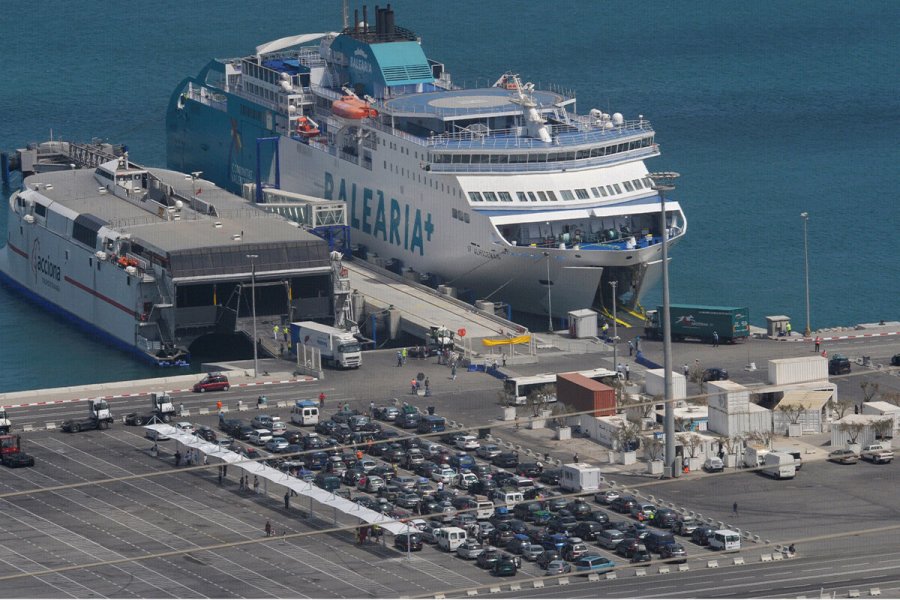 A comfortable, private vehicle waiting at Tangier Med Port, ready for passengers.